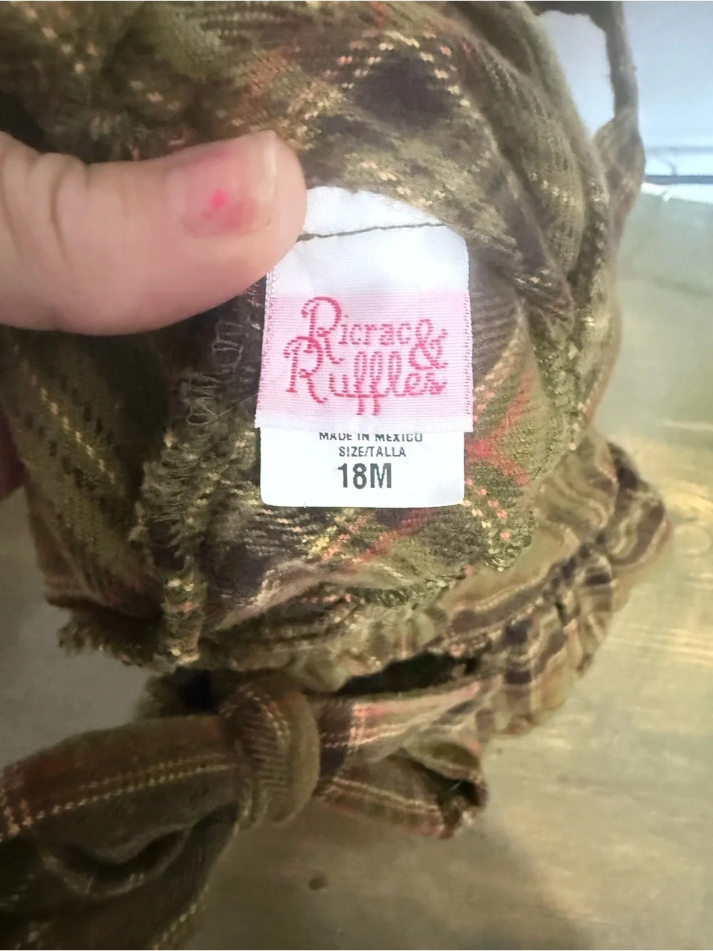 Ricrac and Ruffles plaid flannel romper size 18 M